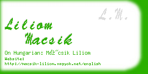 liliom macsik business card